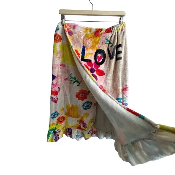NWT Natural Life Towel Wrap Love boho floral ruffle trim L/XL - Picture 5 of 10